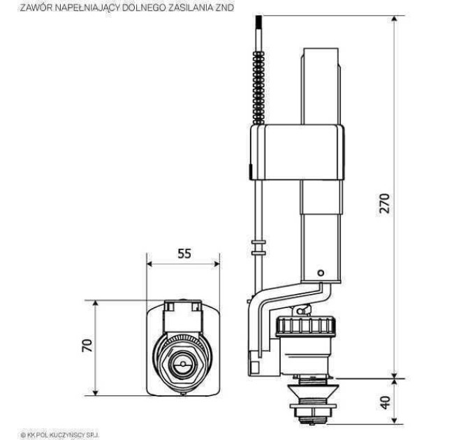 Клапан заповнення K.K.POL ZND/112- 3/8" ABS, нижн. пластик