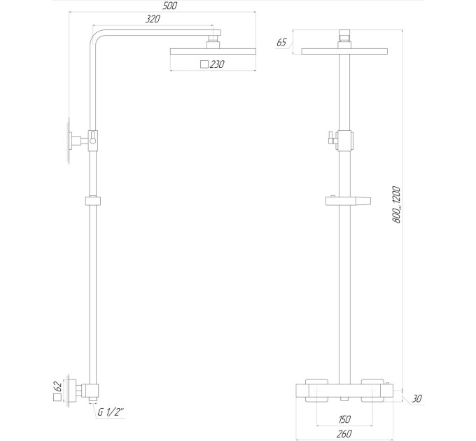 Душова система Globus Lux Termostatic GLQ-0040T