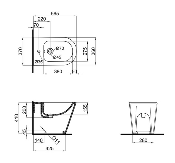 Біде Stork підлогове 560х360х410 White Qtap