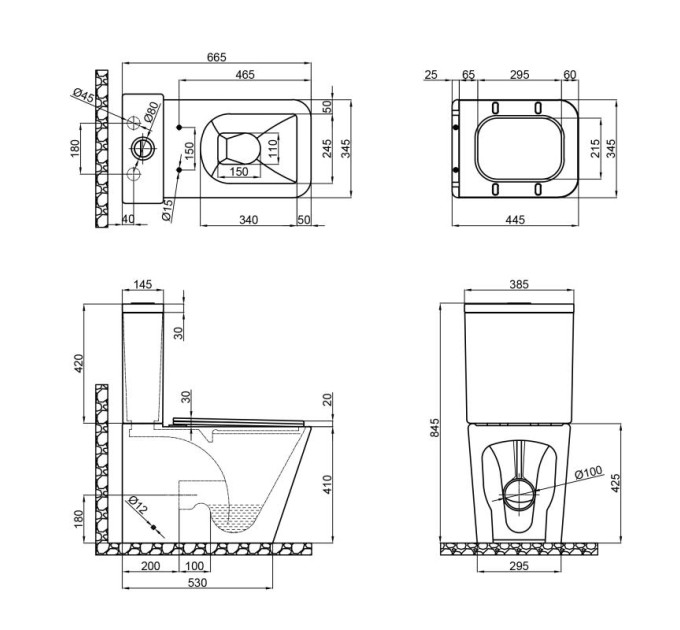 Унітаз Tern підлоговий Rimless 675x375x820 мм з сидінням Slim Duroplast/ Soft-close/ Quick relase White Qtap