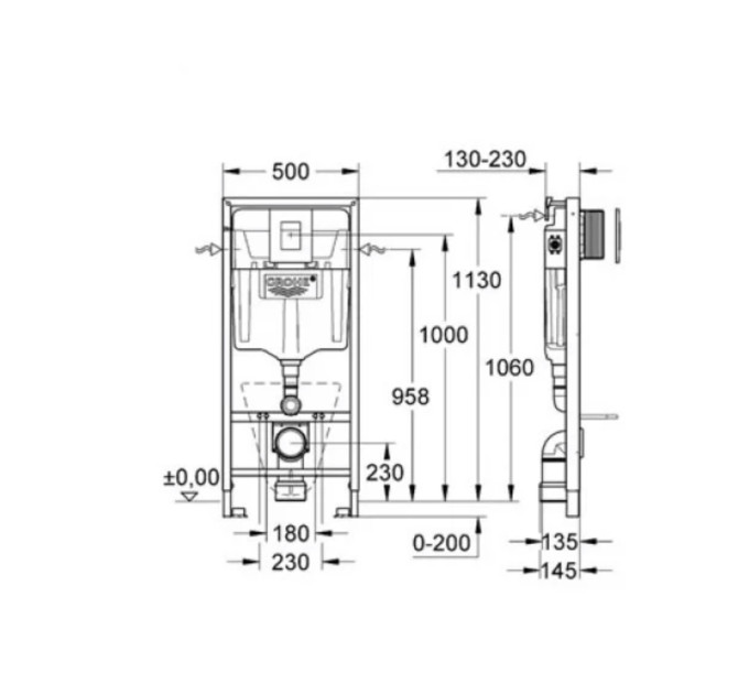 Grohe Rapid SL комплект 3-в-1 для унітазу (кнопка Skate Cosmopolitan) (38772001) 