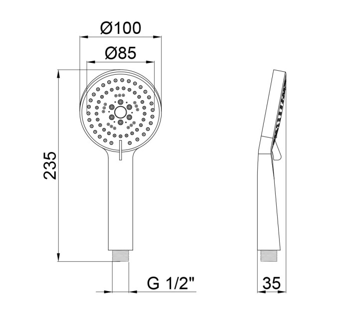 Лійка для ручного душу Qtap Rucni A100O5PCW (36991)