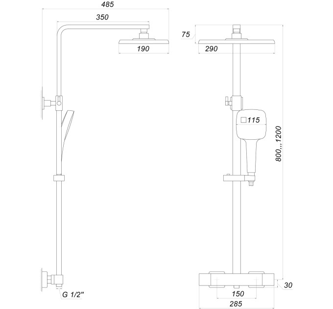 Душова система Globus Lux Termostatic GLQ-0040T-BB