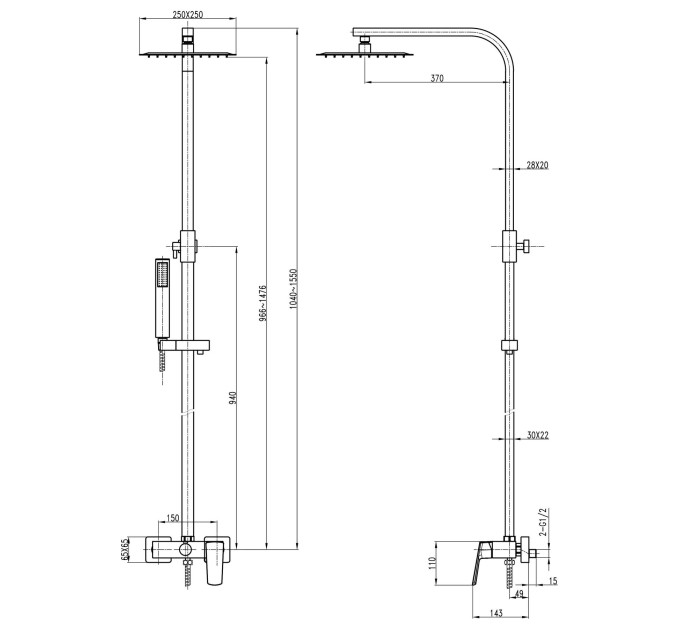 Душова система TOPAZ LEXI TL 21702-H57-BL