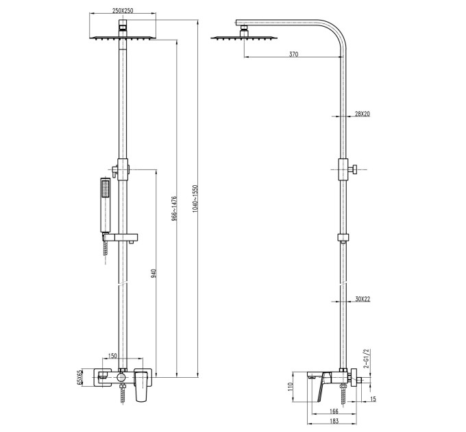 Душова система TOPAZ LEXI TL 21102-H57-BL