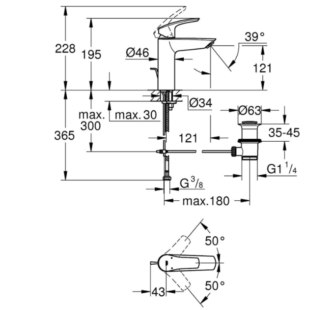 Змішувач з донним клапаном GROHE EUROSMART NEW 23322003