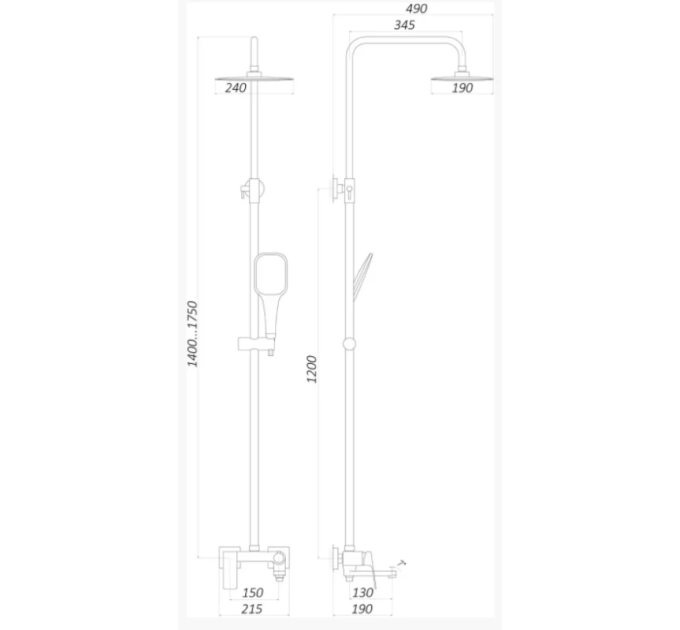 Душова система TOPAZ ODISS TO 18102-H52-BL